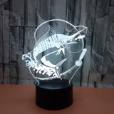 TD® Décoratif USB Fish 7 Couleurs Télécommande Illusion Optique Veilleuse 3D Visualisation Table Bureau Lampes 3D Glow LED Lampe ☀61