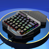 TD® Clavier lumineux de jeu à une main FVF6 jeu e-sport filaire manipulateur lumineux coloré sensation clavier repose-main