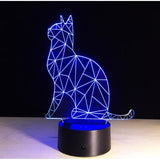 TD® Lampe optique poser décoratif tactile 7 couleurs illusion optique - modèle chat - faible consommation câble USB ou 3 piles AAA