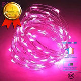 TD® Guirlande lumineuse LED Fête de mariage Décoration de noël Fil de riz 10M Rose