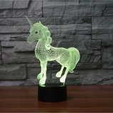 TD® 3D Optique LED Veilleuse Veilleuse 3D LED pour Licorne dynamique avec 7 couleurs de lumière pour la décoration de la maison