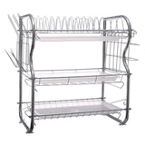 TD® Étendoir vaisselle à 3 niveaux cuisine collection étagère égouttoir acier inoxydable couleur argent séchage de vaisselles