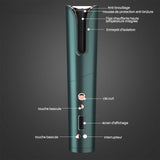 TD® Bigoudi électrique sans fil charge pratique coiffeur bigoudi fer à friser automatique sûr anti-brûlure USB charge