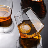TD® Verre diamant avec socle en bois pas verse octogone transparent whisky cocktail personnalité créative Borosilicate Sans plomb