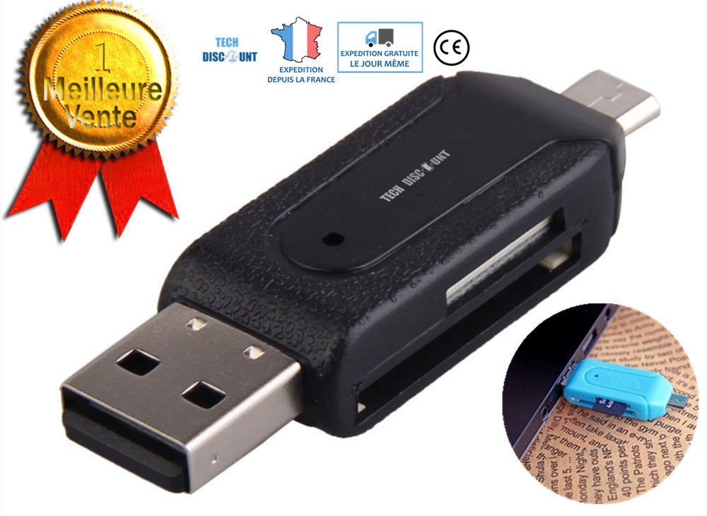 TD® Lecteur de carte SD USB mémoire interne micro adaptateur ordinateurs portables clé haute performance petit compact port noir