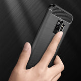 TD® Téléphone portable Samsung Galaxy S9 Samsung S9 coque de protection en fibre de carbone brossée coque souple anti-chute