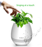 TD® Pot de fleur intérieur extérieur blanc musical bluetooth lumière haut parleur veilleuse sans fil magique smart multifonction