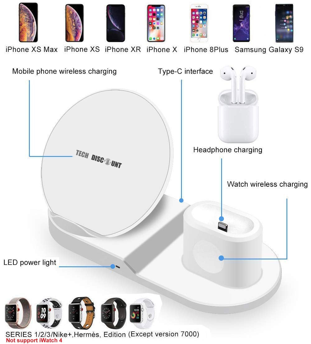 TD® Chargeur Apple Watch Iphone IWatch Airpods à induction Series 1 2 3 4 dock station original rapide sans fil smartphone 38mm-44mm