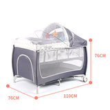 TD® Berceau pliable tissu Oxford avec moustiquaire avec rouleaux table à langer portable multifonctionnelle amovible lit bébé