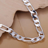 TD® Bijoux en argent 925 66mm-bracelet en argent avec fermoir bijoux pour poignée-Bracelet gourmette 8MM Flat Sideways Bracelet