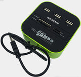 TD® Concentrateur usb hub 2.0 ethernet micro sd 3 ports multiprise carte reseau multiple adaptateur transfert de données rapide