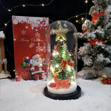 TD® Abat-jour en verre de Noël ornements décoratifs créatifs mini arbre de Noël lumières LED ornements d'abat-jour en verre lumineux