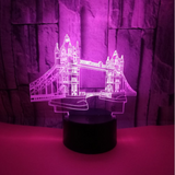 TD® Veilleuse 3D Creative Tower Bridge Forme Led Lampara Nuit Lumière Usb Coloré Visuel Bâtiment Bâtiment Lampe Chambre Chambre Chev
