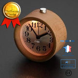 TD® Réveil Silencieux Table Bois de Hêtre Alarme Horloge de Chevet Clock avec Veilleuse