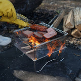 TD® Barbecue pliable extérieur en acier inoxydable mini camping simple portable poêle à bois support de feu de joie 304 filet à gril