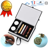 TD® boite de sceau 6 cachet de cire medieval tampon coffret set ensemble encreur cirage kit vintage invitation peinture bureau pro