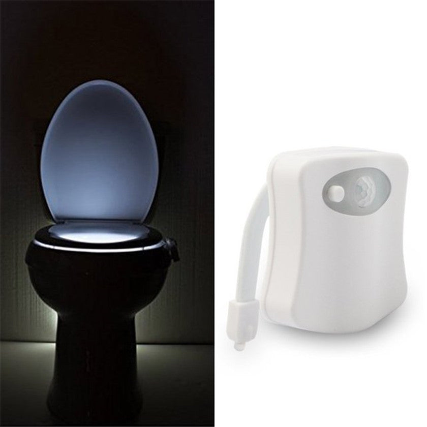 Veilleuse LED avec détecteur de mouvement pour toilettes, 8 couleurs, lampe  de nuit pour salle de bain, éclairage de cuvette