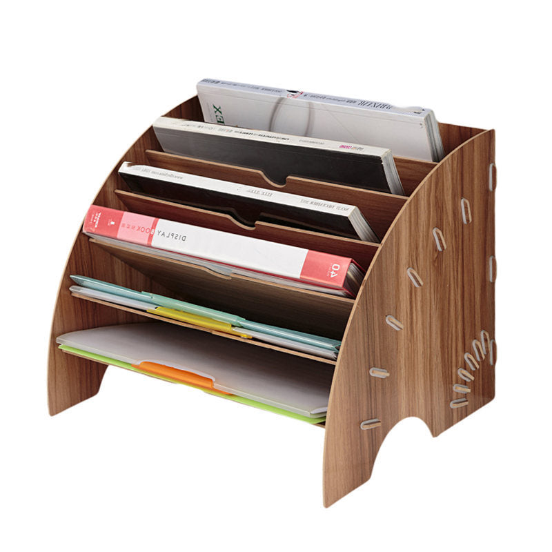 Boîte de rangement fournitures de bureau bois en forme d'éventail organisent le support fichiers de stockage étagère données