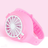 INN® Mini Ventilateur de Montre, Montre portable, Lumière LED Colorée, Ventilateur USB Pliable pour Femmes et Enfants (Rose)
