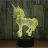 TD® Chambre décorative LED 3D licorne en forme de veilleuse 7 couleurs changent contrôle tactile chevet acrylique lampe de table