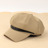 TD® Chapeau octogonal de béret de couleur unie pour femmes de printemps tempérament féminin béret mode simple casquette à visière