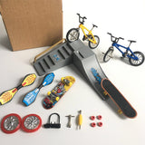 TD® kit mini Finger Bike Skateboard Jouets pour enfants Simulation Bike + Finger Skateboard + Scooter + Vitality Board + Pneu secour