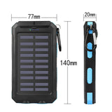 TD® 20000mAh Chargeur Batterie Externe Solaire 2-Port USB avec Dual LED Lampe Rechargement périphériques batterie portable