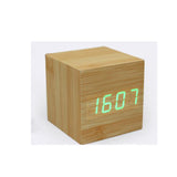 TD® réveil en bois cube numérique led horloge enfant matin lumineux de voyage digital petite thermometre gros chiffres design pas ch