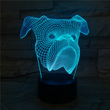 TD® Veilleuse 3D Led Lampe Mignon Chien Led Night Light 7 Couleurs Changeantes Sharpei Chien Lampe De Table Animaux Lumières Enfants