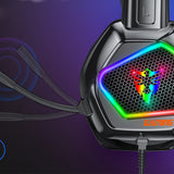 TD® Casques de jeu，modèle filaire USB，réduction du bruit rétro-éclairage RGB avec microphone