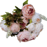 TD® Bouquet de fleurs de soie pour décoration idéale et tendance pour salon magnifique pivoine en soie élégance décorative