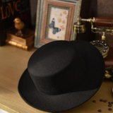 TD® Chapeau plat de style britannique rétro européen et américain chapeau de gentleman printemps grand chapeau de jazz à bord plat