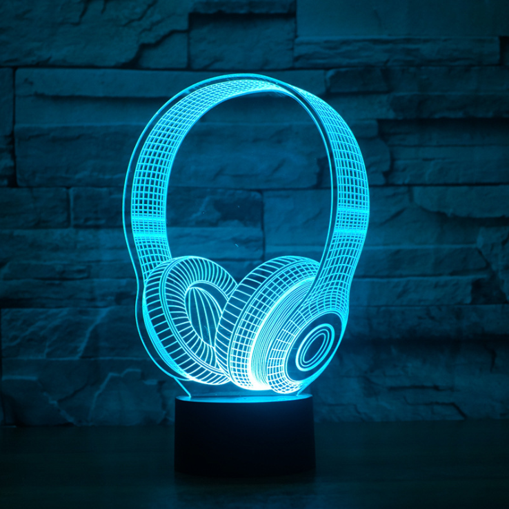 TD® 3D Optique LED Veilleuse 3D LED Night Light Music Headset avec 7 couleurs de lumière pour la décoration de la maison lampe Amazi