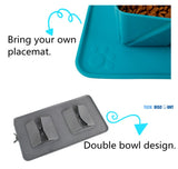 TD® Sac pliant double bol croquette plateau repas transportable animaux de compagnie chien chat gamelle portable voyage ecuelle velo