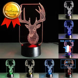 TD® Lampe optique poser décoratif tactile 7 couleurs illusion optique - modèle cerf - faible consommation câble USB ou 3 piles AAA