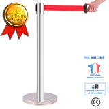 TD® Poteau de Guidage Barrière de Sécurité en Acier Inoxydable avec Sangle Ajustable Rouge de 2m pour Contrôler des Foules