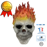 TD® Halloween Crâne Masque Ghost Rider Fantôme Visage Couvre-chef Effrayant Flamme Crâne Latex Réaliste Look Party Party