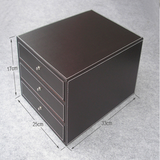 TD® Boîte de rangement Classeur de bureau en cuir Tiroir type bureau d'affaires Classeur de fichiers A4 à trois couches Classeur don