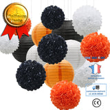 TD® Halloween decoration partie Ventilateur Papier Décoratif Ensemble Arrière Plan Décoratif Ventilateur Papier Noir Orange