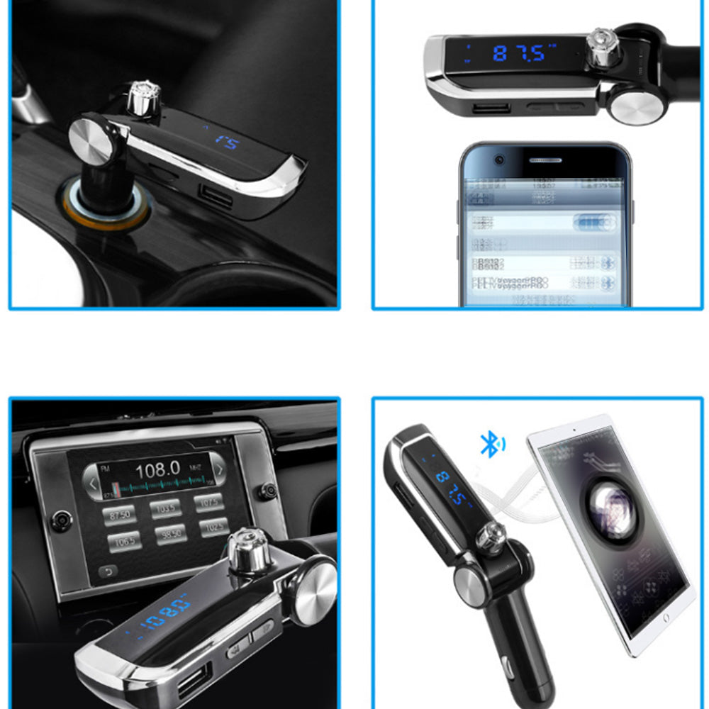 TD® Chargeur de voiture transmetteur fm bluetooth téléphone portable main libres chargement rapide usb pratique appels noir puissant