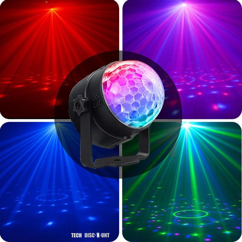 Lumières laser, dj disco stage party sound activated rgb led projecteur  fonction de temps avec télécommande pour les décorations de Noël