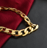 TD® 18k en or jaune plaqué  9"  figaro chaîne 10mm large bracelet pour cadeau homme