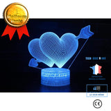 TD® Lampe optique poser décoratif tactile 7 couleurs illusion optique - modèle amour - faible consommation câble USB ou 3 piles AAA