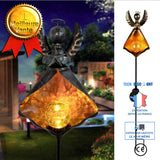 TD® Solaire Lampadaire extérieur - LED rétro fer Bronze soleil Angle Mars Lampes solaires flamme lumière Lampadaire de jardin pelous