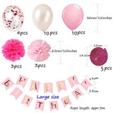 TD® Kit de décorations pour anniversaire filles ou garçons munies de 36 pièces décoratives modernes guirlande ballons couleur rose