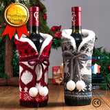 TD® Décoration de Noël boule de cheveux tricoté vin rouge ensemble maison restaurant habiller atmosphère bouteille vin rouge sac 2 p