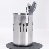 TD® PORTE-USTENSILES DE CUISINE DECORE - INOX DE QUALITE SUPERIEURE - HAUTEUR 18 CM - DIAMETRE 10 CM - PASSE AU LAVE-VAISSELLE