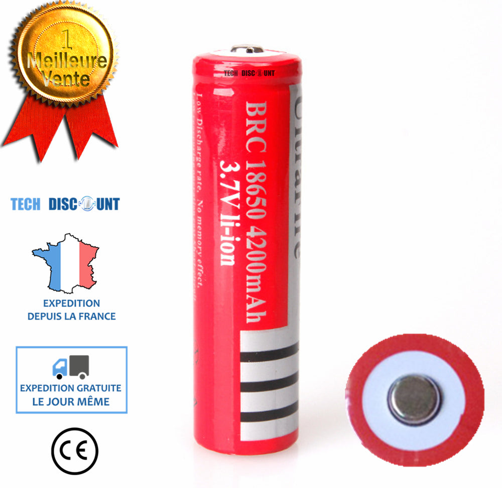 TD® Batterie Rechargeable 4200 mAH- 3.7V/ Ultrafire-Piles Rechargeables - Chargeur de piles ou batterie