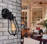 TD® Retro applique murale industrielle luminaire reglable en metal cage lampe murale interieure maison retro lampe noir Noir