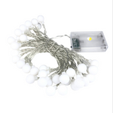 TD® Guirlande Lumineuse LED de batterie de petite boule givrée blanc chaud - 40 Boules - Blanc chaud - 6 m